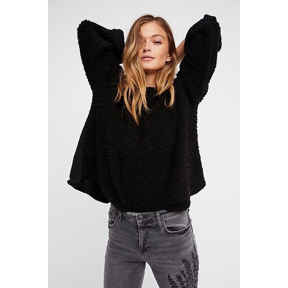 Free People Cuddle Up Black Pullover